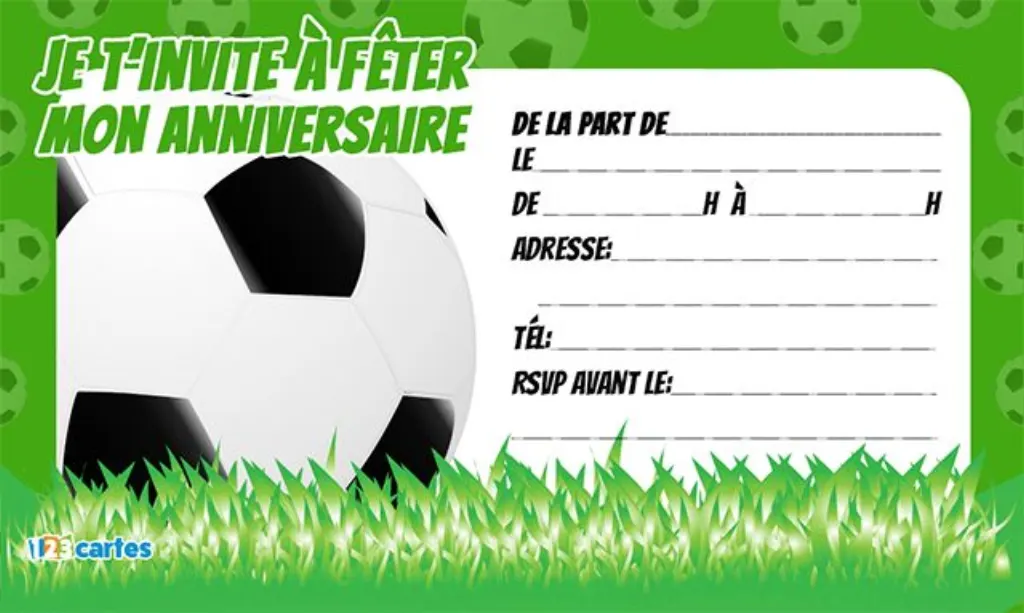 Sur Pinterest Invitation anniversaire ballon football pour enfants à télécharger