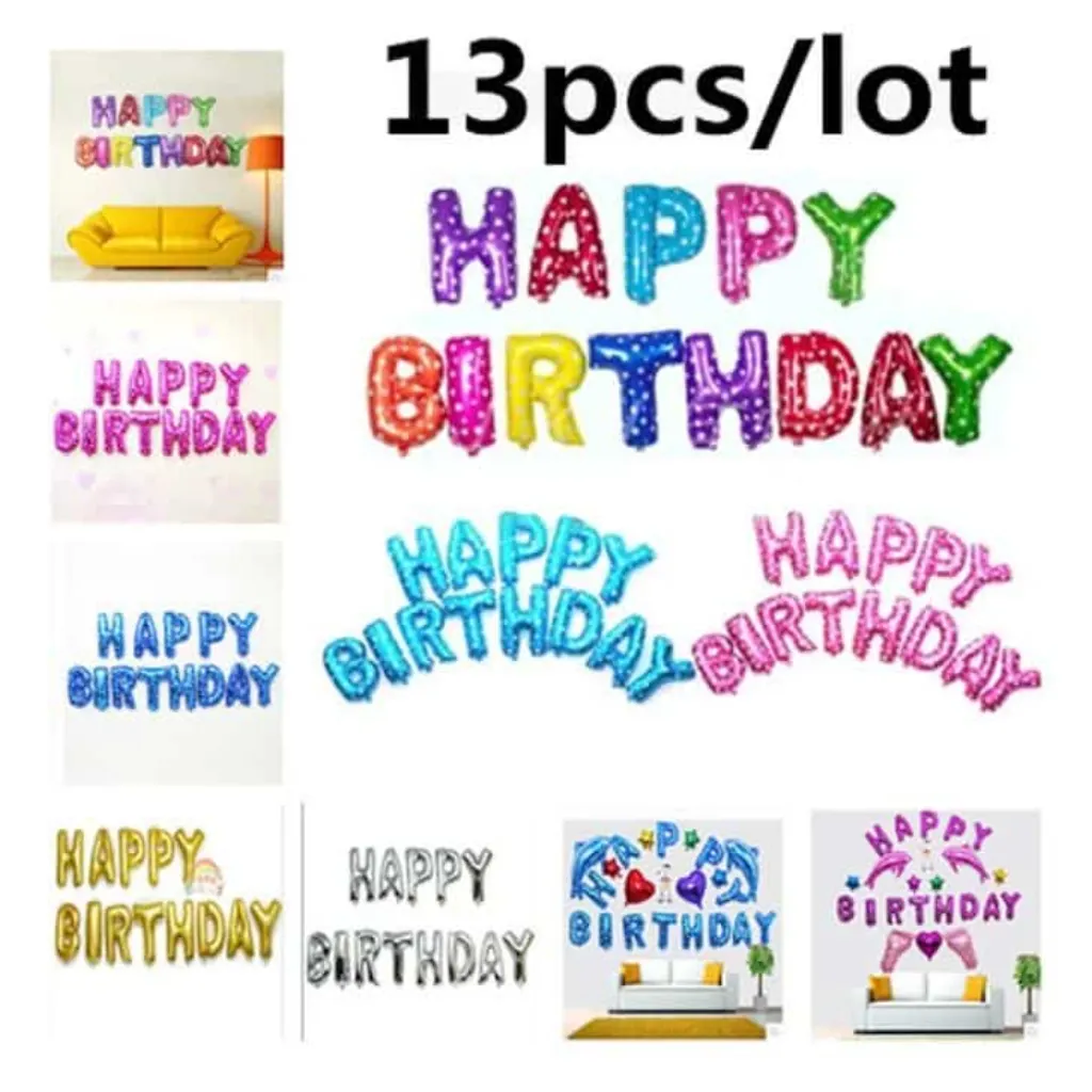 Sur Pinterest 13pcs/lot Happy Birthday balloons Party Decoration Letters Alphabet