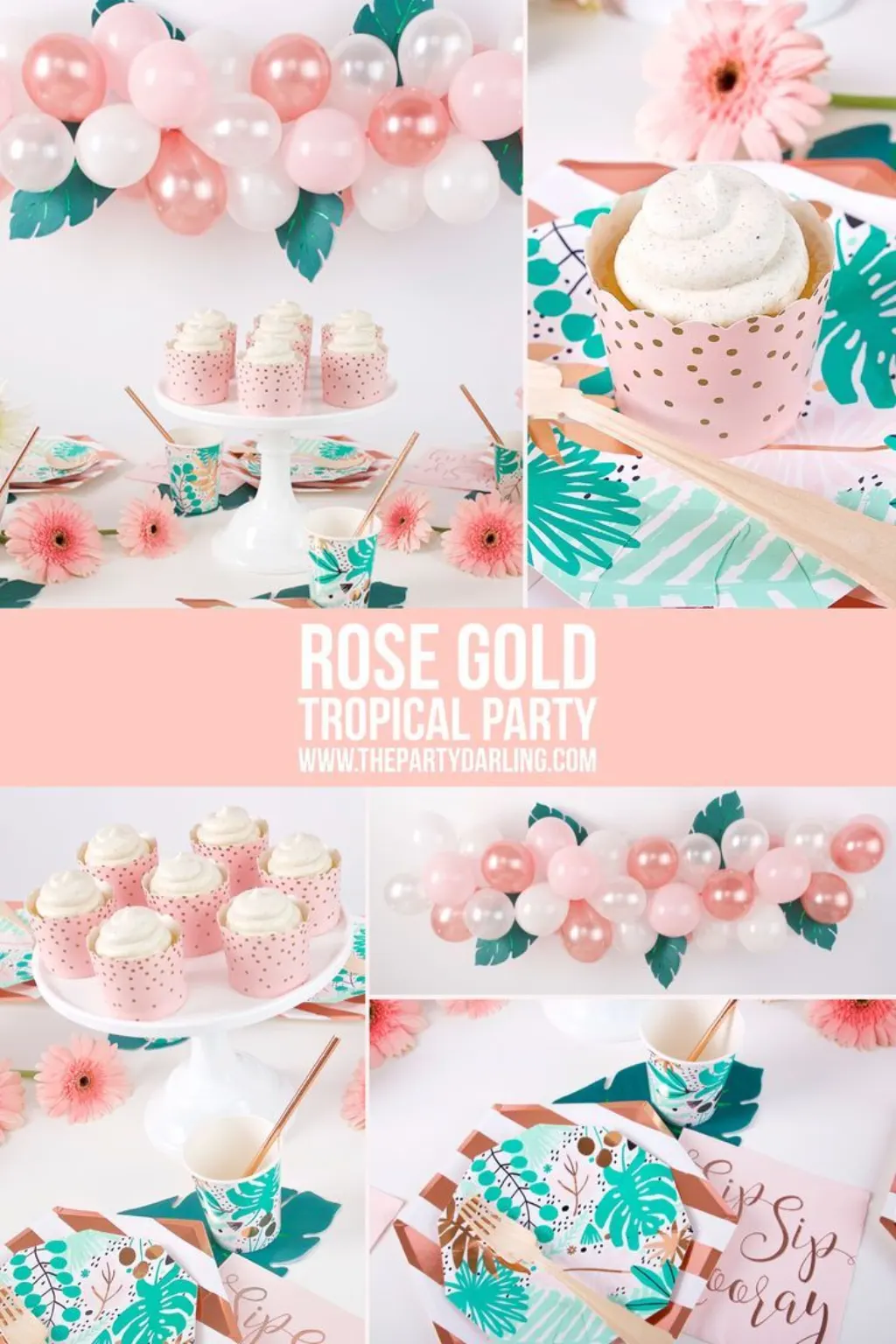 Sur Pinterest Rose Gold Tropical Party Supplies