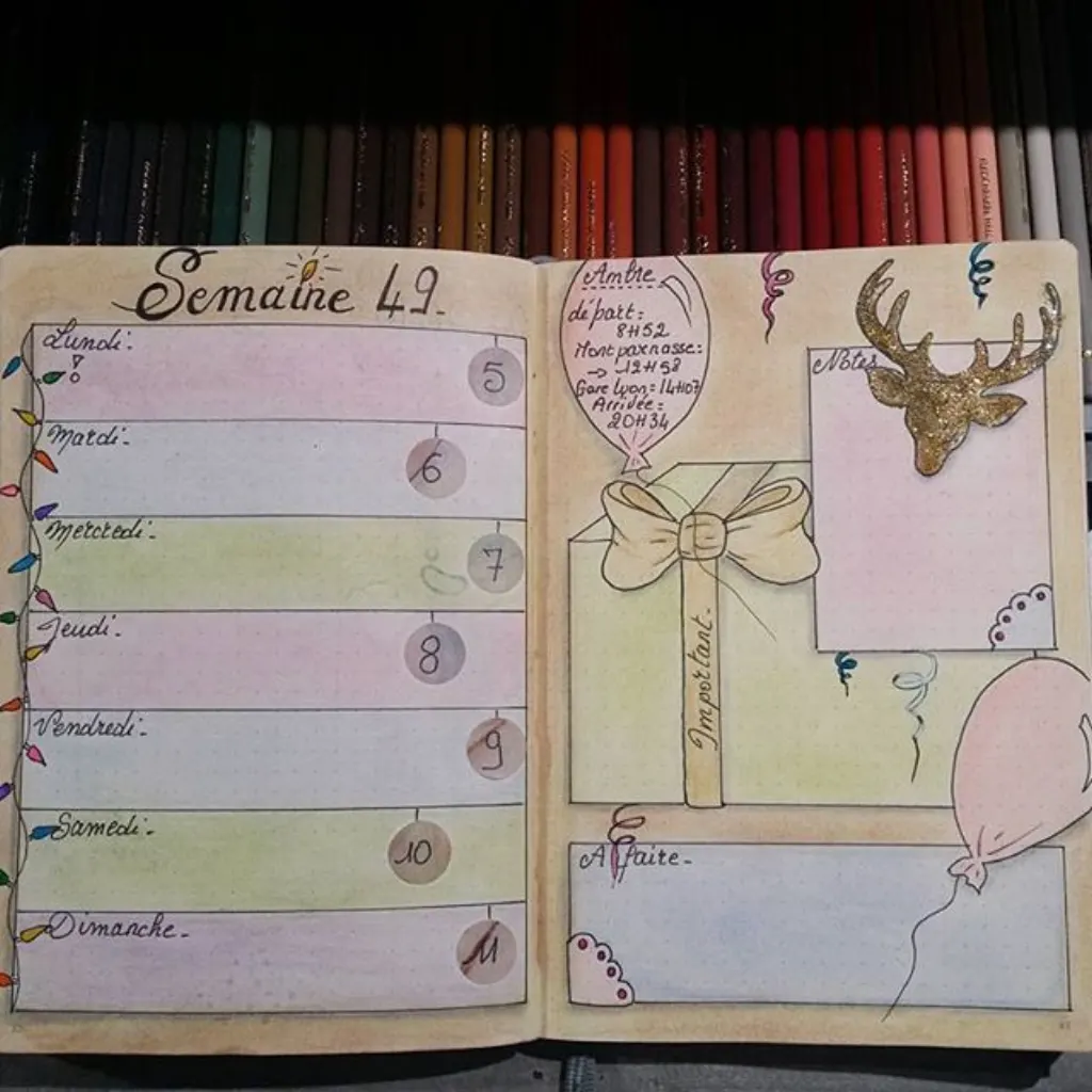 Sur Pinterest Semaine 49 dans mon bullet journal. Cadeau, ballons et paillettes au