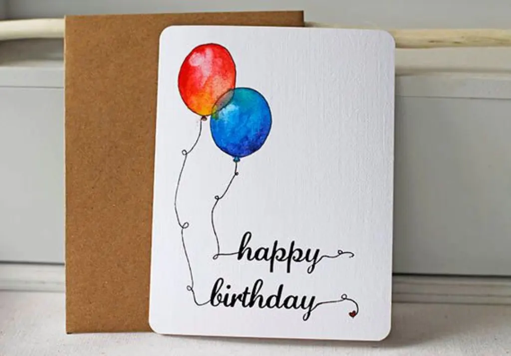 Sur Pinterest Watercolor Balloons- Birthday Card