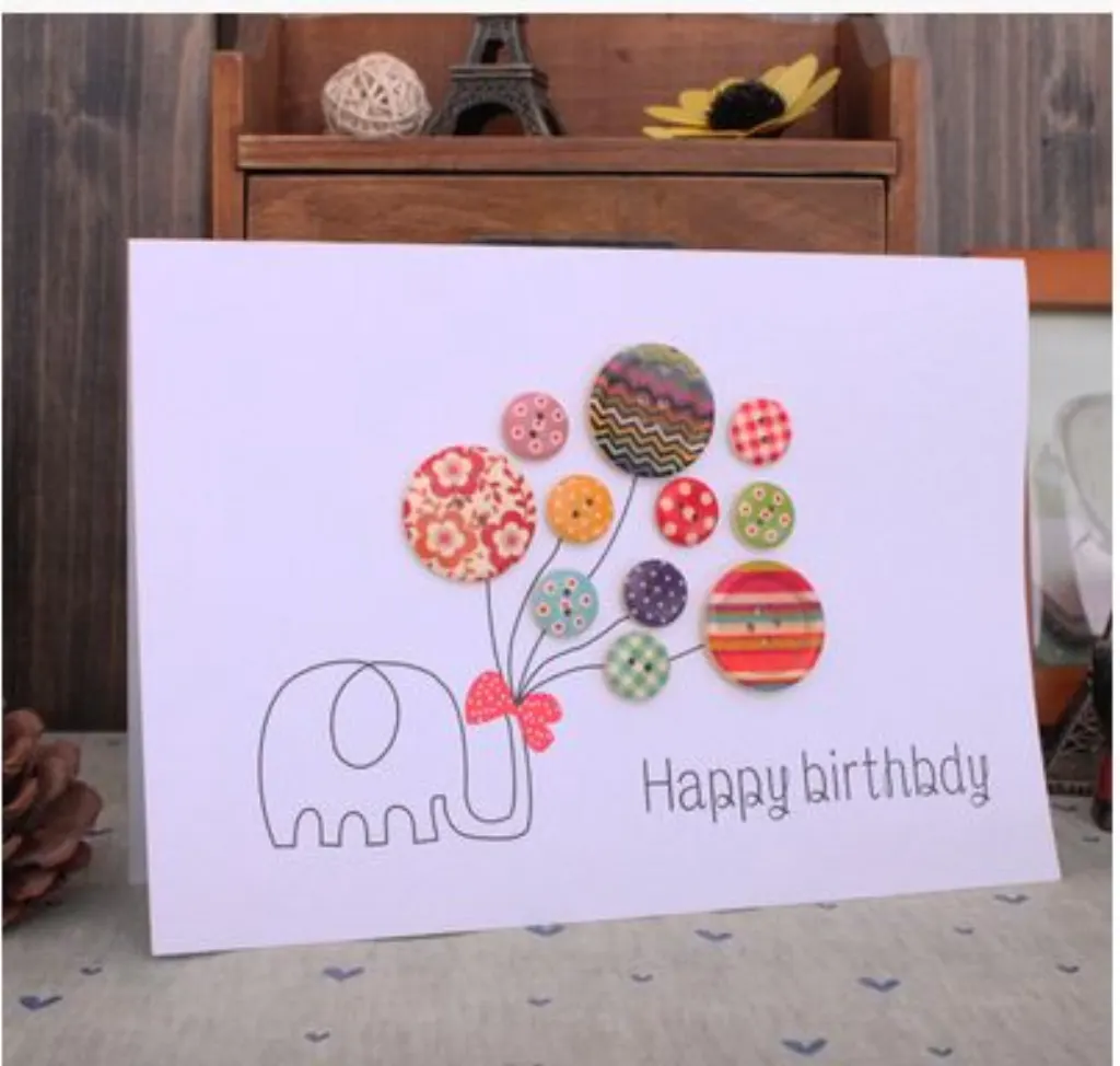 Sur Pinterest Ballon elephant handmade button birthday card creative invitation card