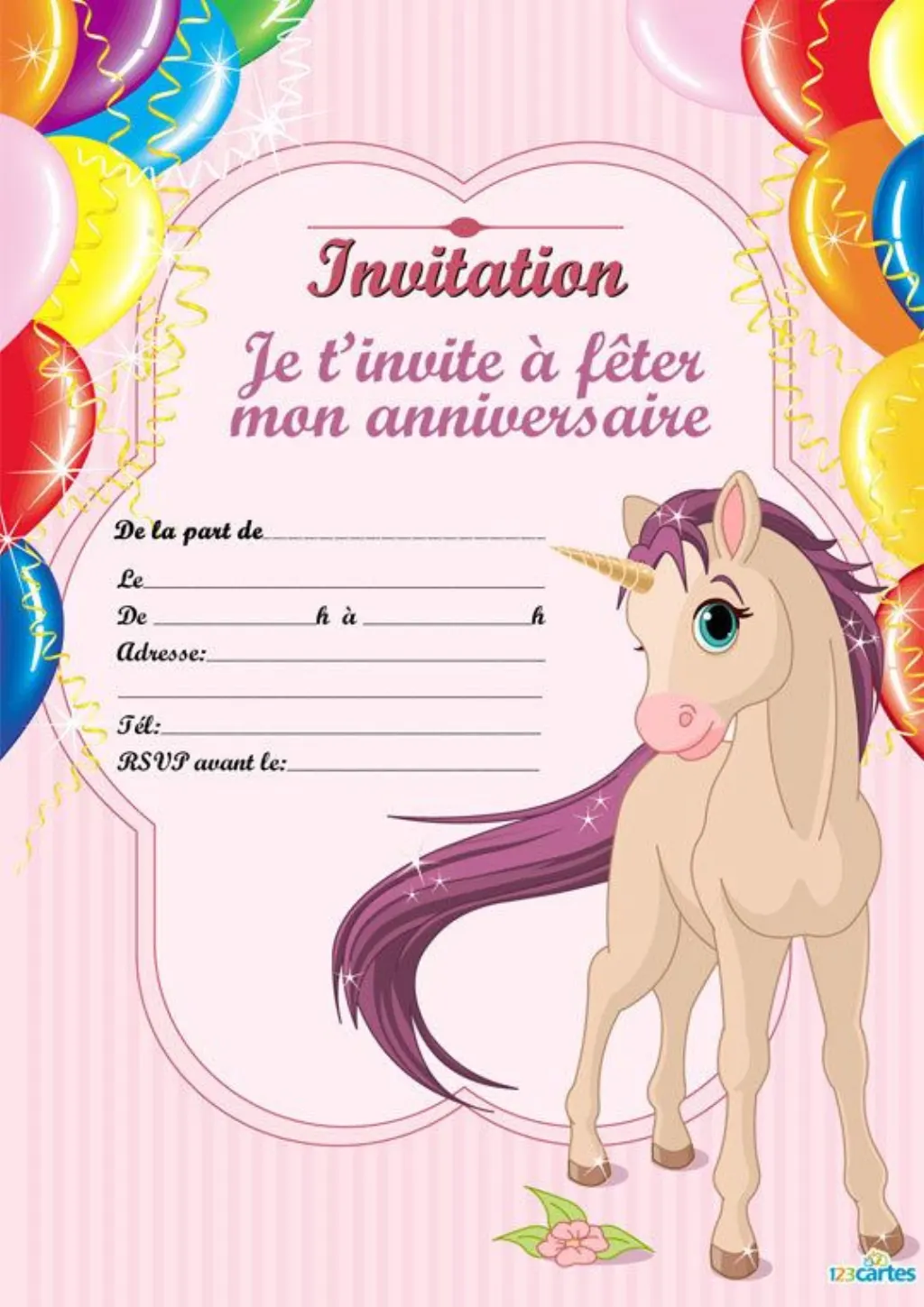 Sur Pinterest Invitation cheval unicrone à imprimer. Cette invitation sur fond rose