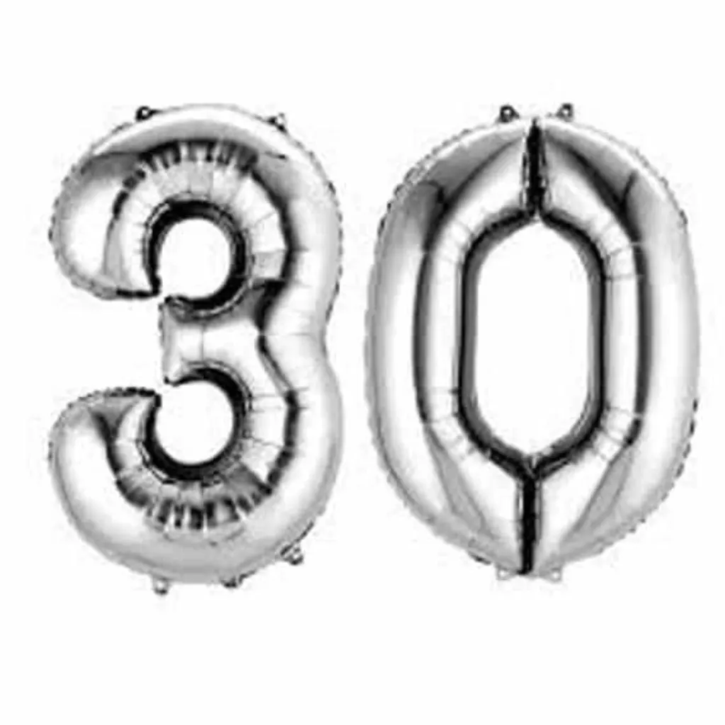 Sur Pinterest 30 Number Balloons | 40″ Silver Number Balloons | Metallic Letter