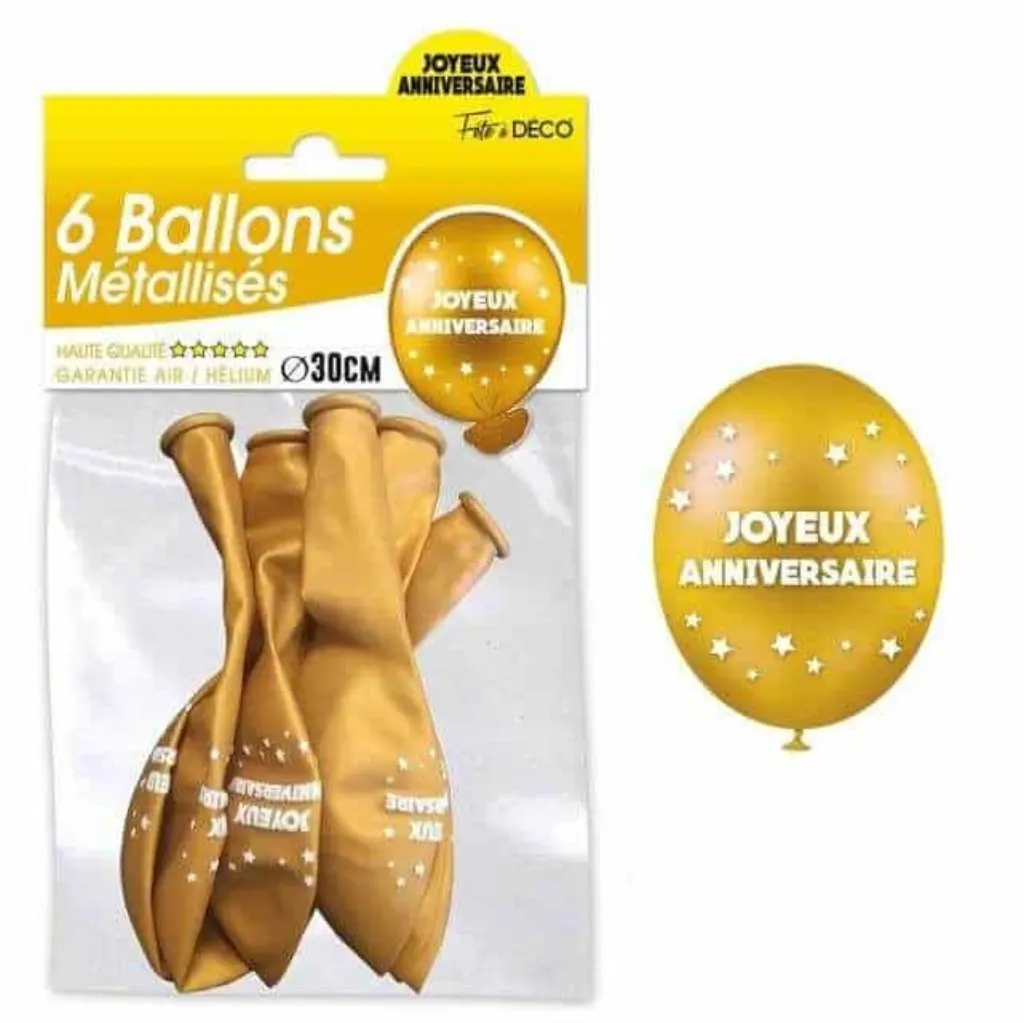 Sur Pinterest Ballon métallisé anniversaire or (x6) REF/BAL00OR