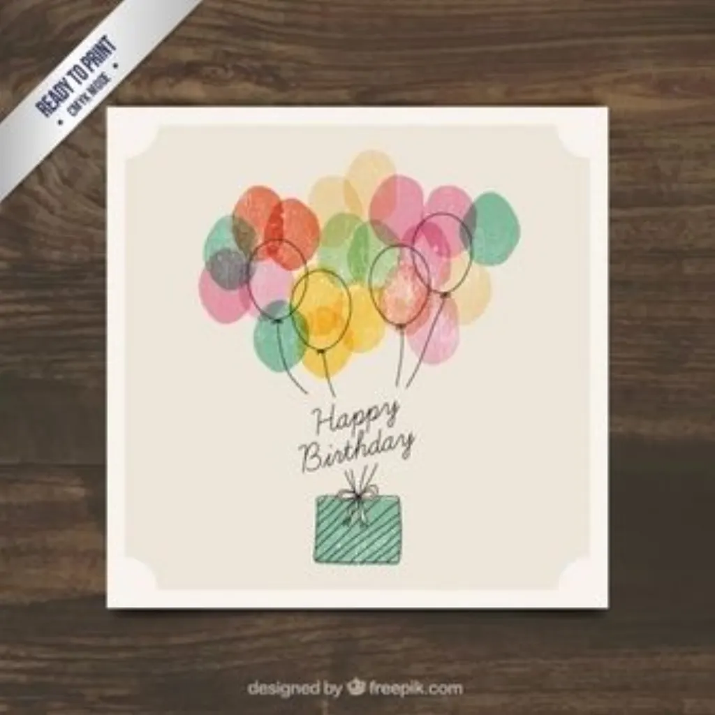 Sur Pinterest Watercolor Birthday Present with Balloons