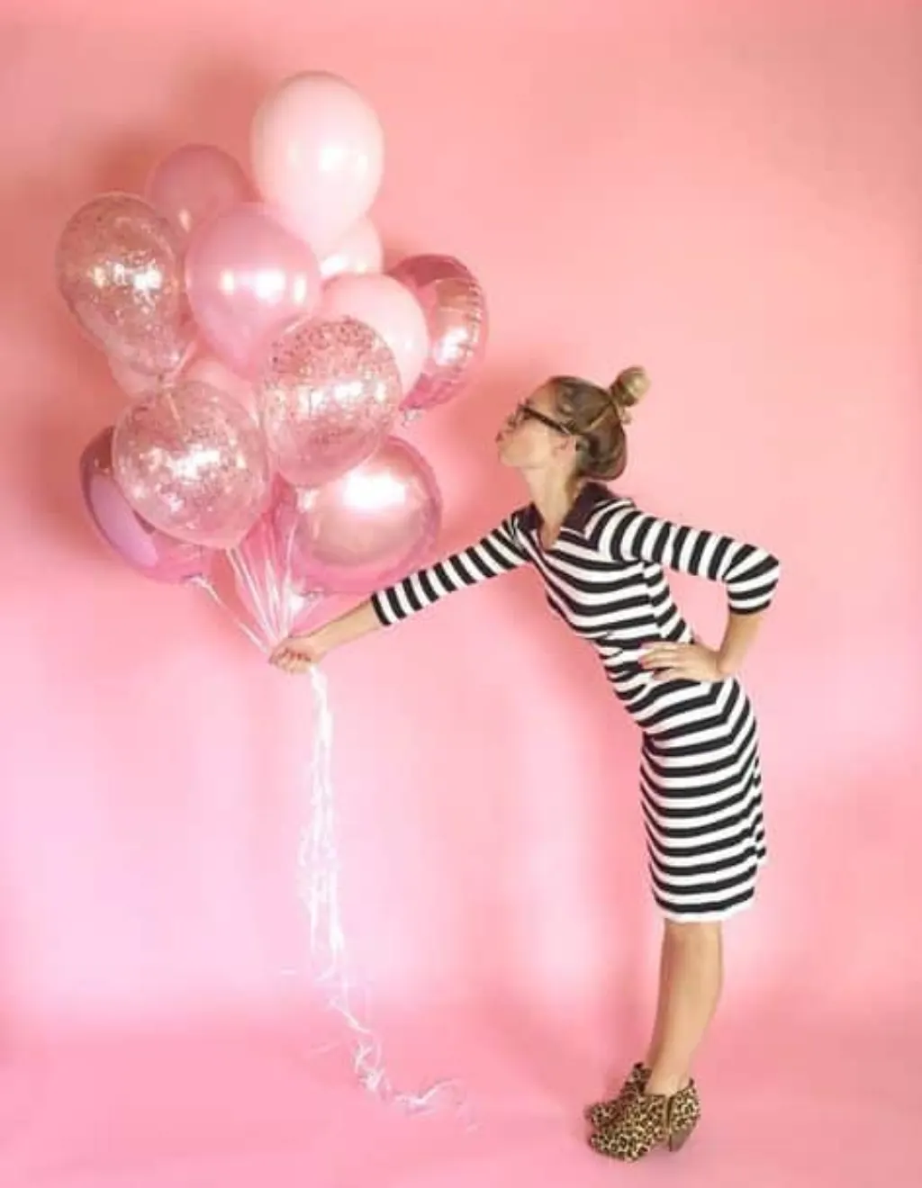 Sur Pinterest Pink Balloon Bouquet with Glitter Confetti Balloons | Giant Pink