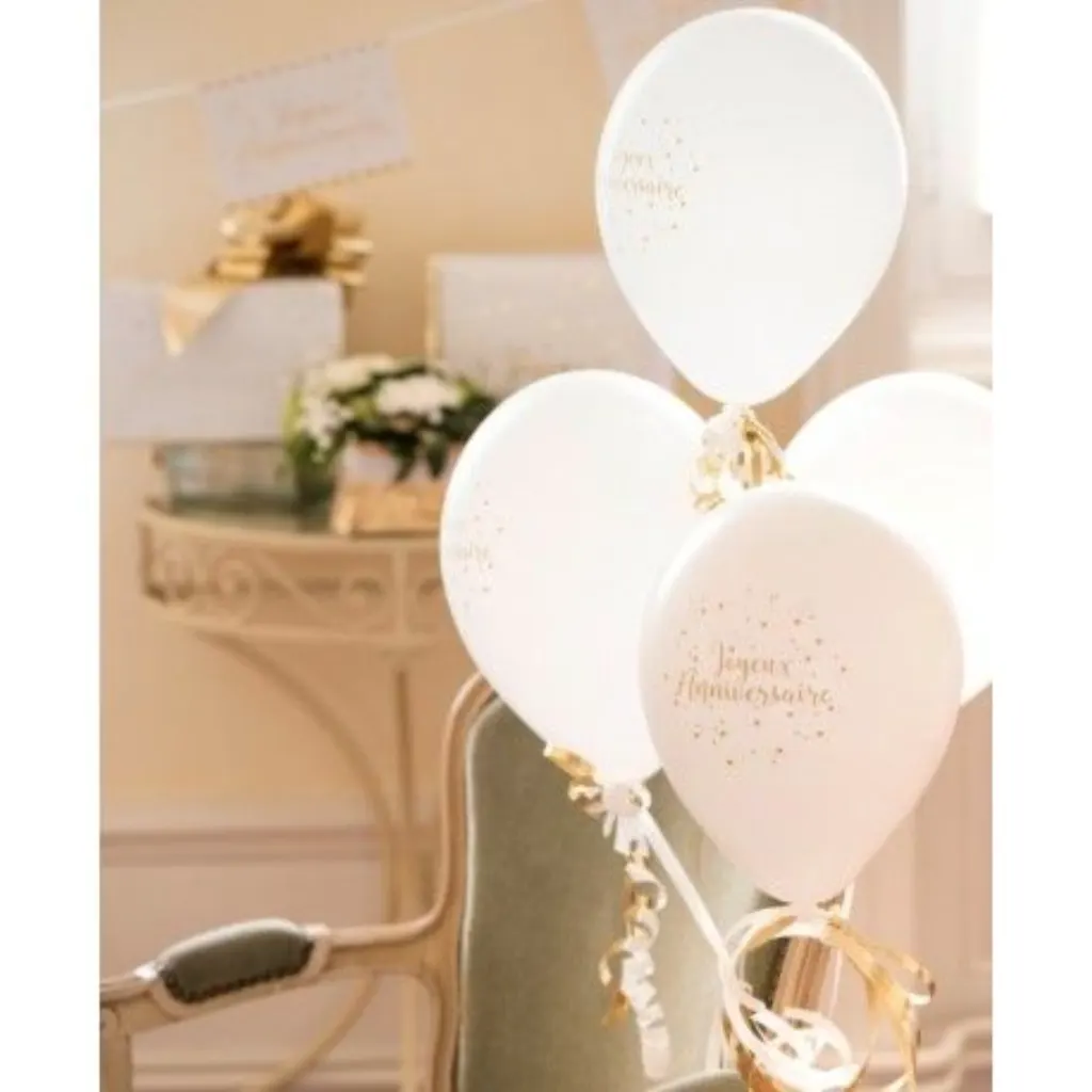 Sur Pinterest Ballons Joyeux anniversaire blancs et or 23 cm les 8