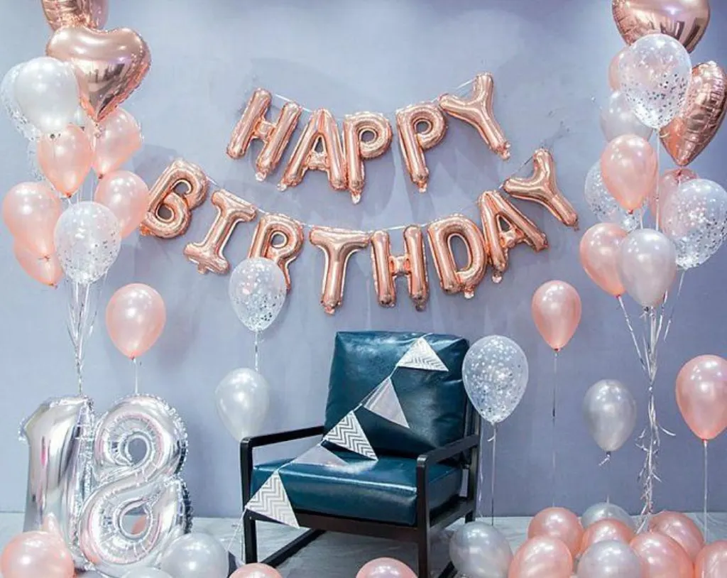 Sur Pinterest Ensemble de décoration rose or joyeux anniversaire | 21ème