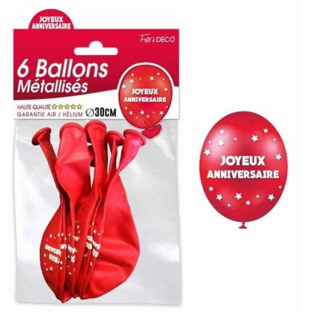 Sur Pinterest Ballon métallisé anniversaire rouge (x6) REF/BAL00R