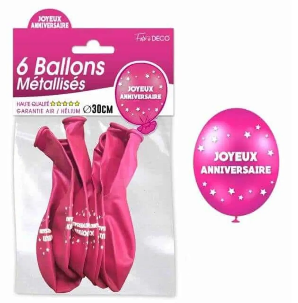 Sur Pinterest Ballon métallisé anniversaire fuchsia (x6) REF/BAL00F