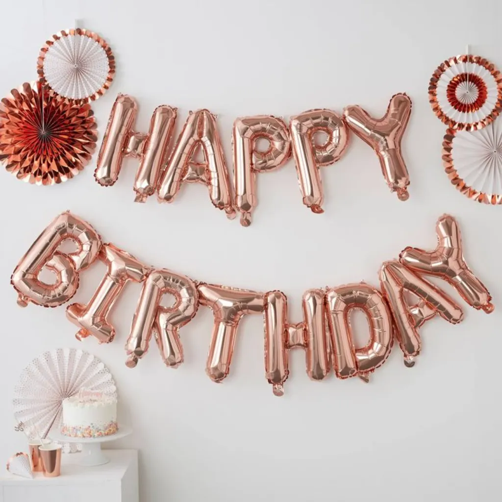 Sur Pinterest « Happy Birthday » Party Balloons Rose Gold – Ginger Ray