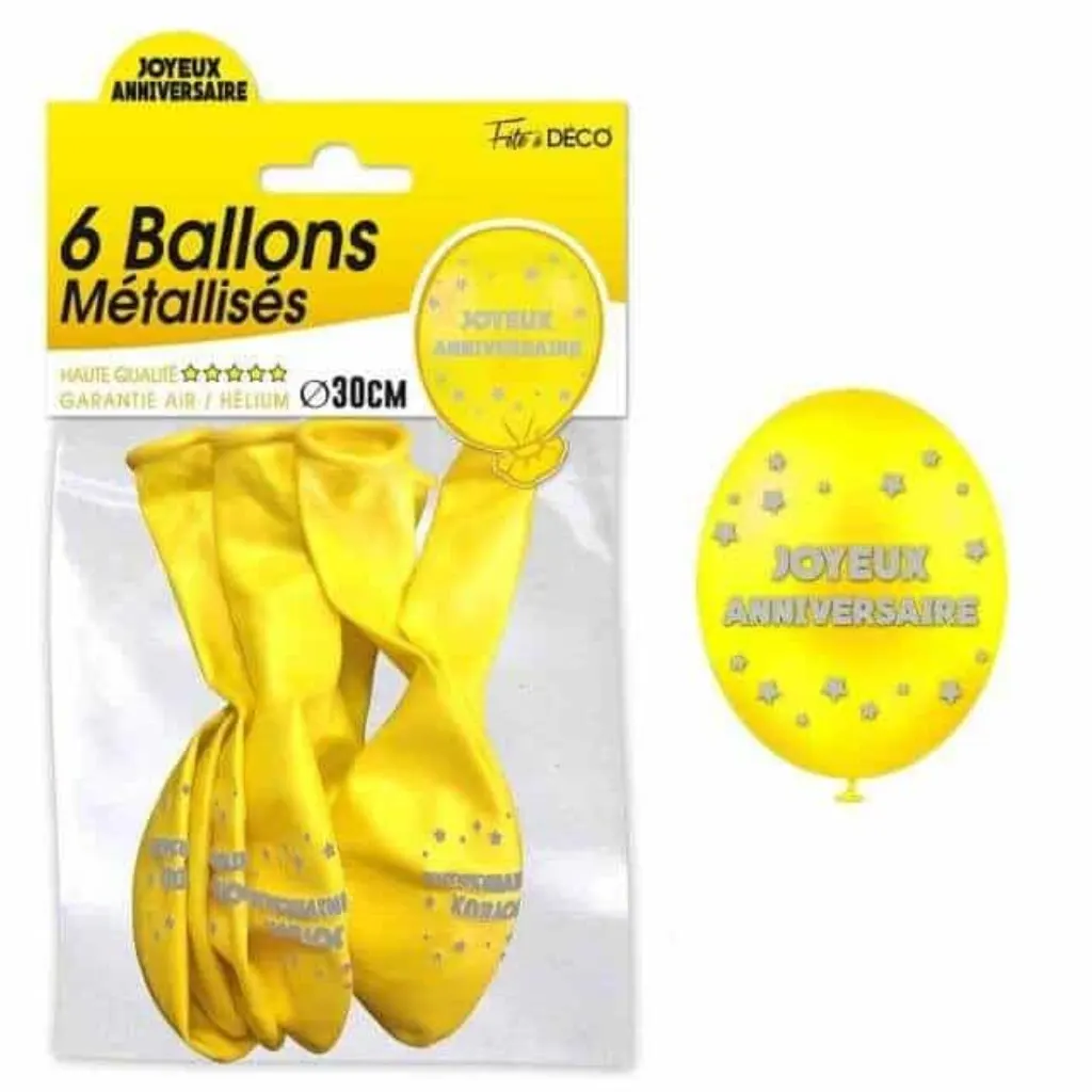Sur Pinterest Ballon métallisé anniversaire jaune (x6) REF/BAL00J