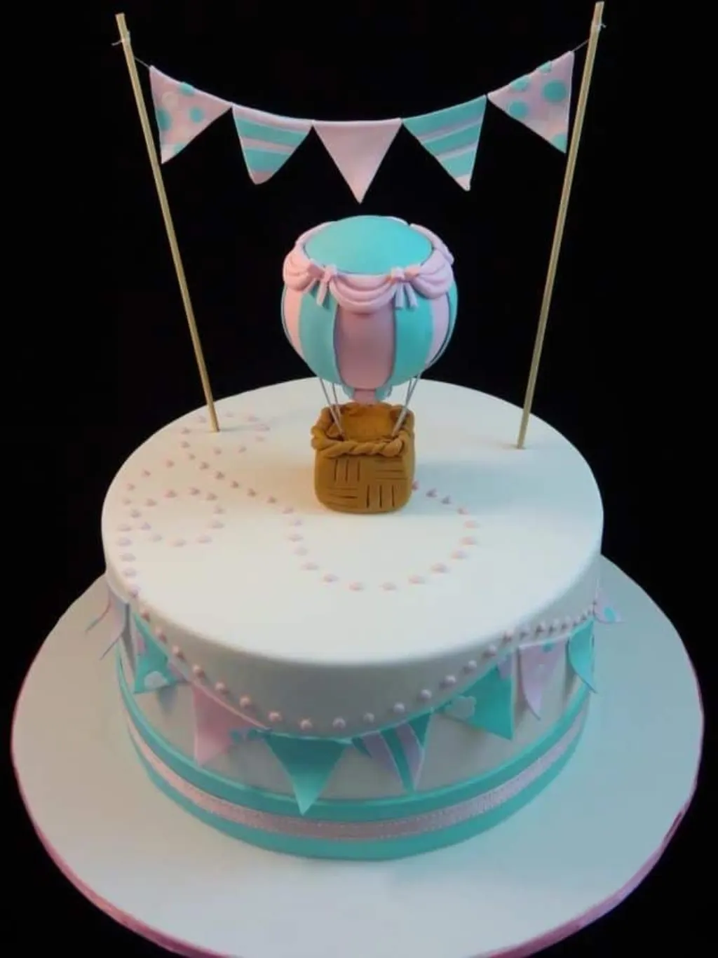 Sur Pinterest hot air balloon baby shower cake | balloon and bunting cake balloon is