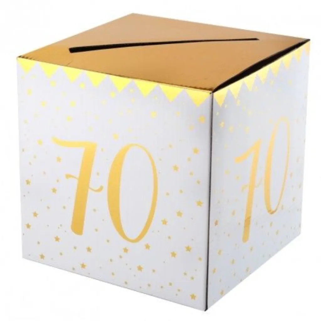 Sur Pinterest Tirelire Anniversaire 70 ans blanc et or décorative