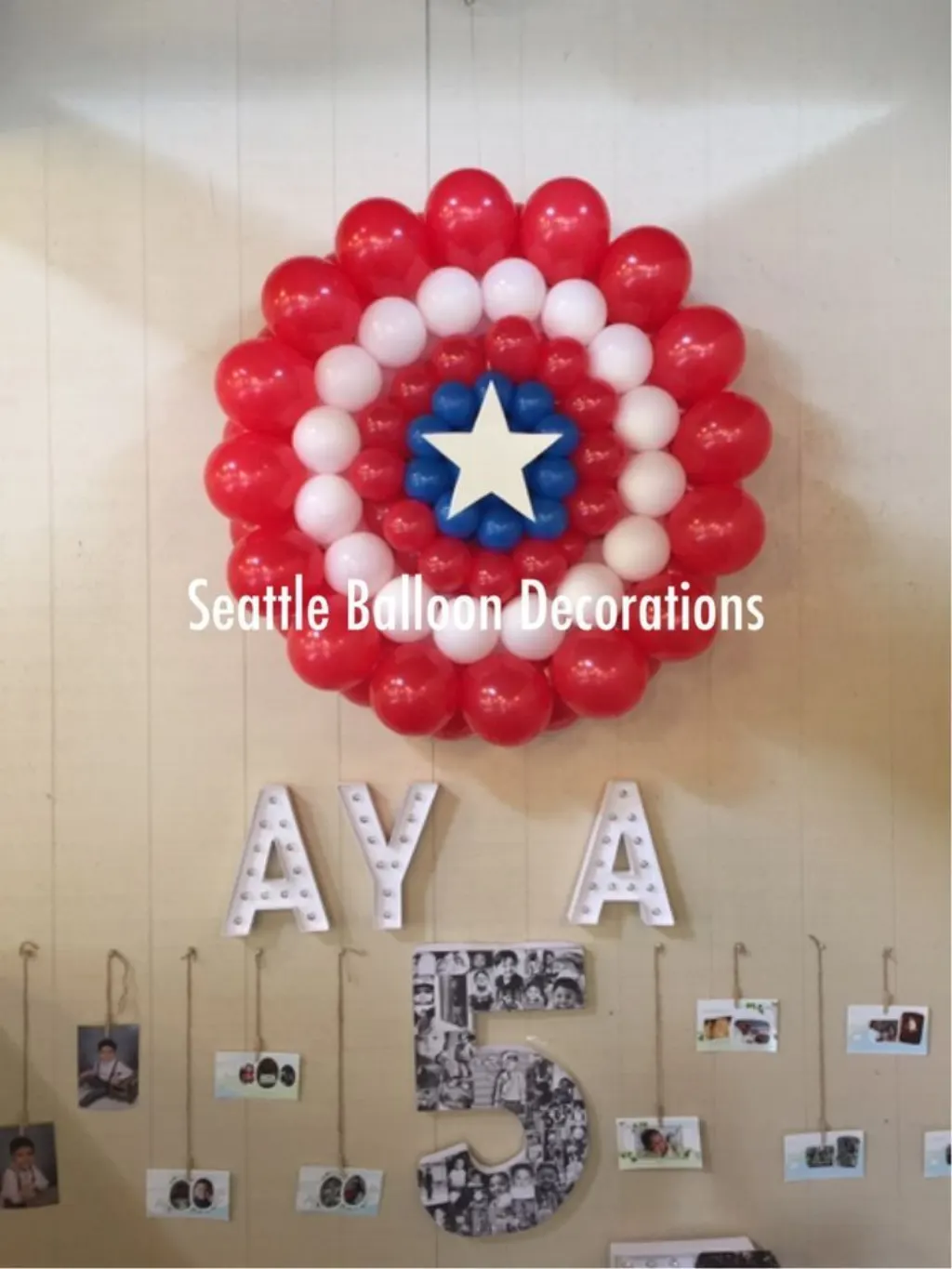 Sur Pinterest Superhero fancy dress party. Captain America shield balloon
