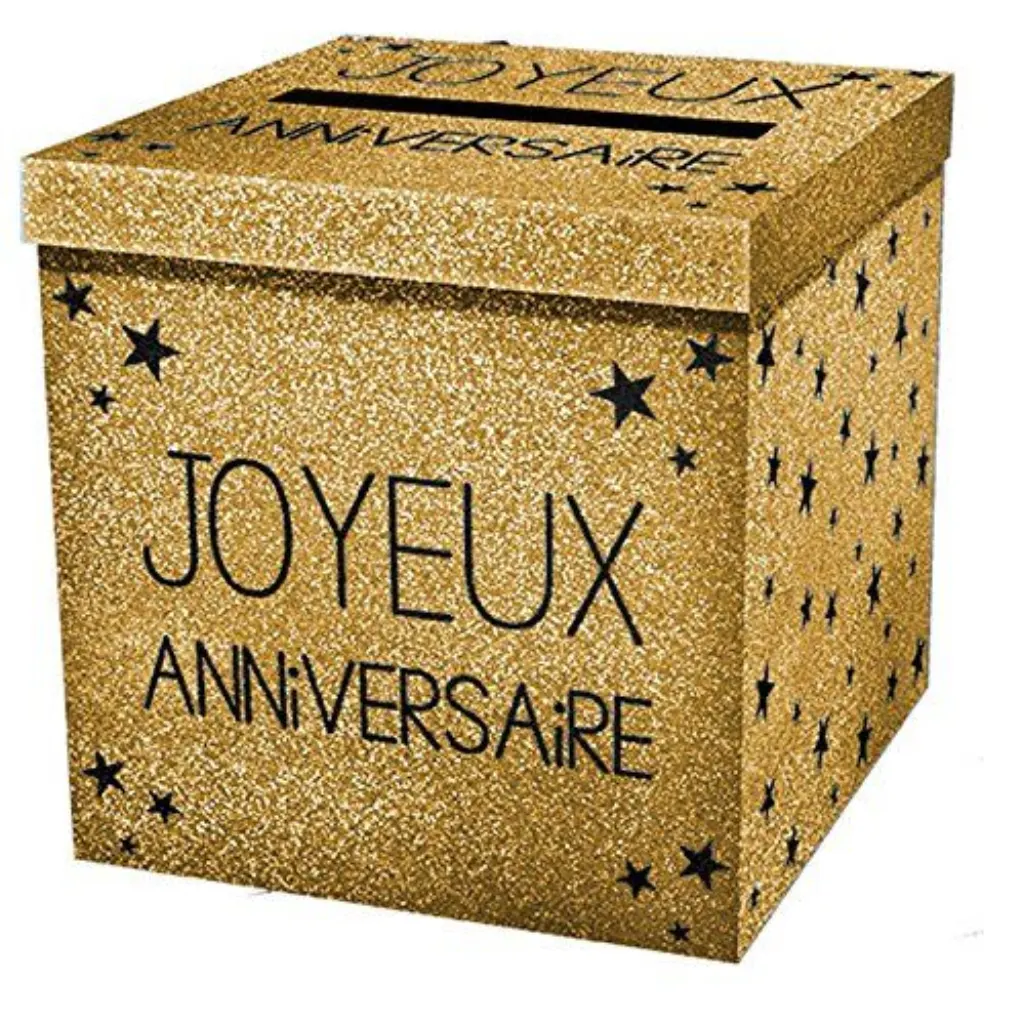 Sur Pinterest Urne pailletée ‘Joyeux Anniversaire’ – Doré Générique