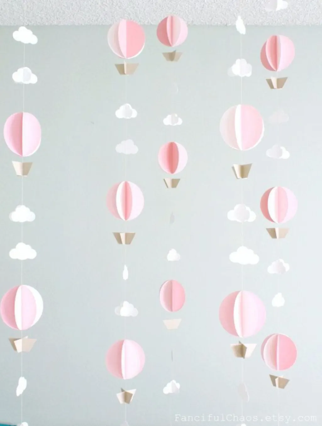 Sur Pinterest Hot Air Balloon Paper Garland- Wedding, Birthday, Bridal Shower, Baby