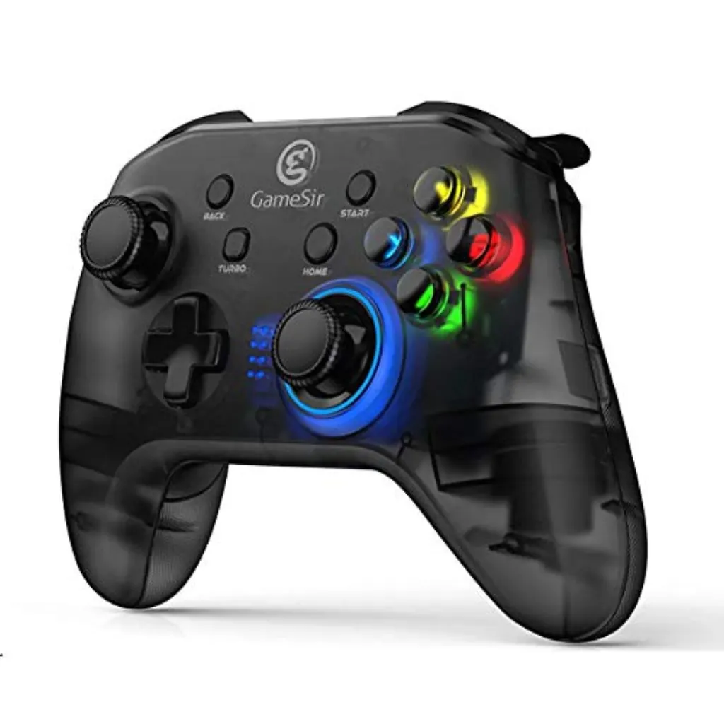 Manette de jeu pour PC GameSir T4, manette de jeu sans fil pour Windows 7 8 10, manette de jeu rechargeable à double choc pour manette de jeu, design semi-transparent avec rétroéclairage LED
