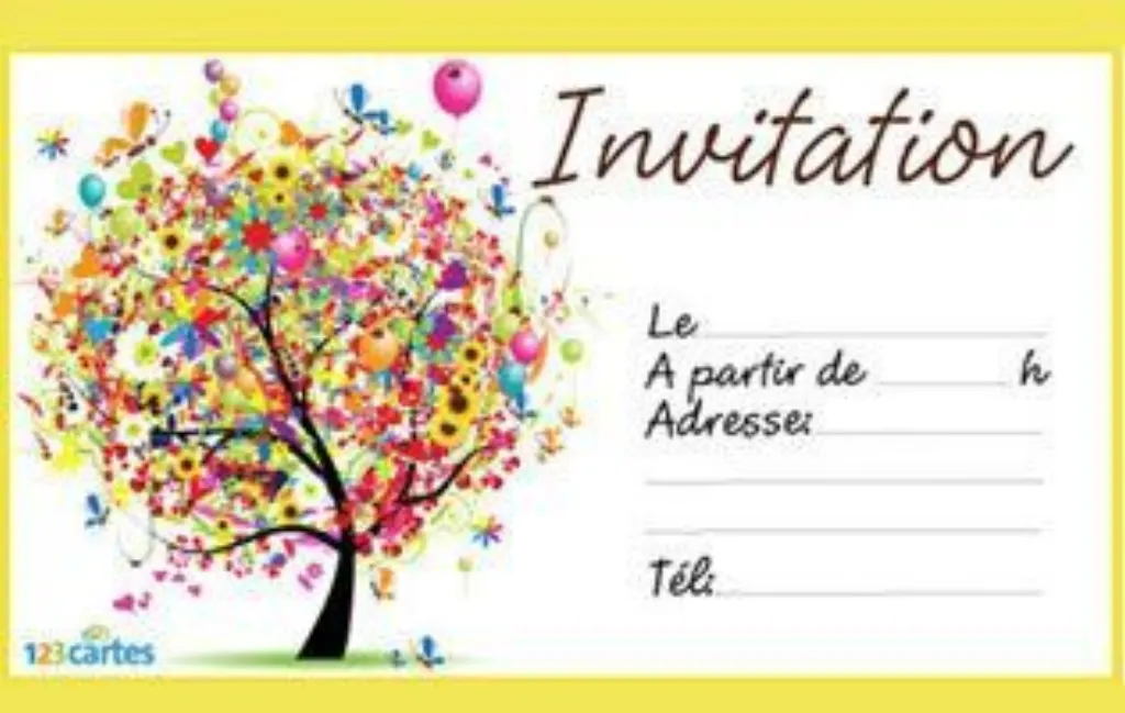 Sur Pinterest Invitation anniversaire arbre avec plein de ballons de différentes