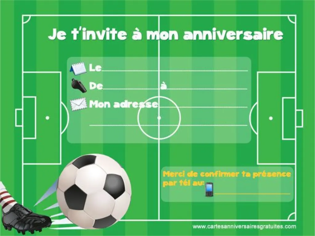 Sur Pinterest Invitation anniversaire sur le thème du football, est la nouvelle