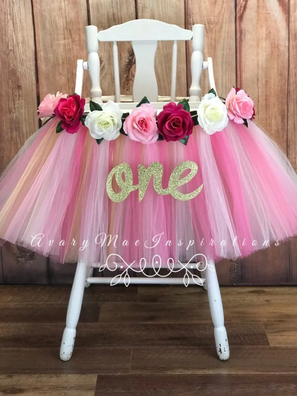 Sur Pinterest Pink and Gold High Chair Tutu Banner, Highchair Skirt for Girls First