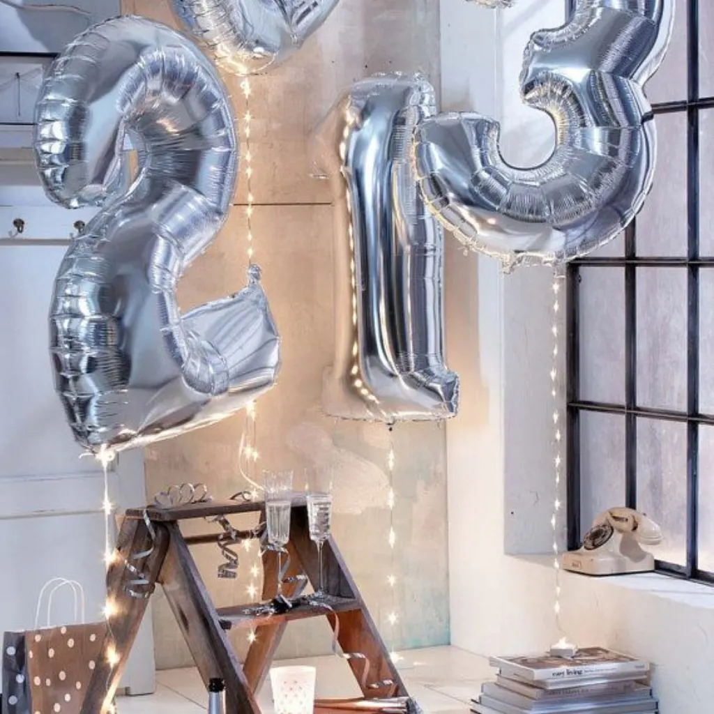 Sur Pinterest 40 inch SILVER number balloon. number 1-9 balloon, silver foil