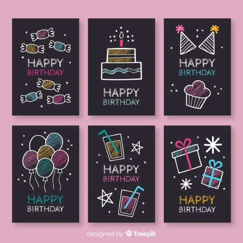 Sur Pinterest Blackboard birthday card collection Free Vector