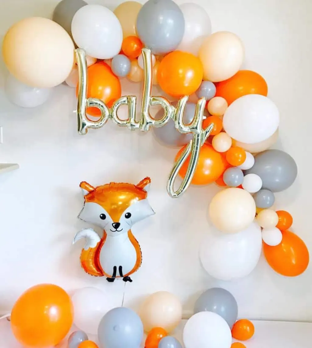 Sur Pinterest Balloon Garland, DIY Balloon Garland, Woodland Baby Shower, Modern Fox