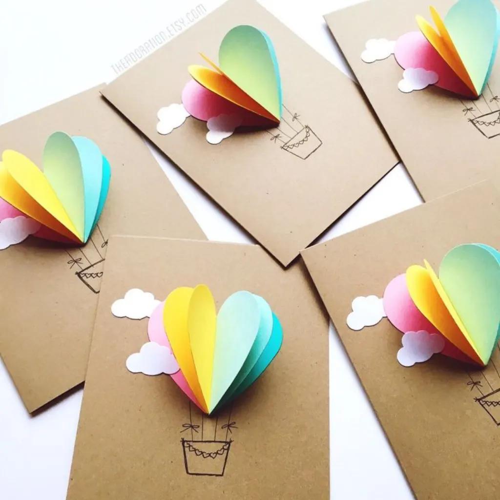 Sur Pinterest Rainbow Heart Hot Air Balloon Card