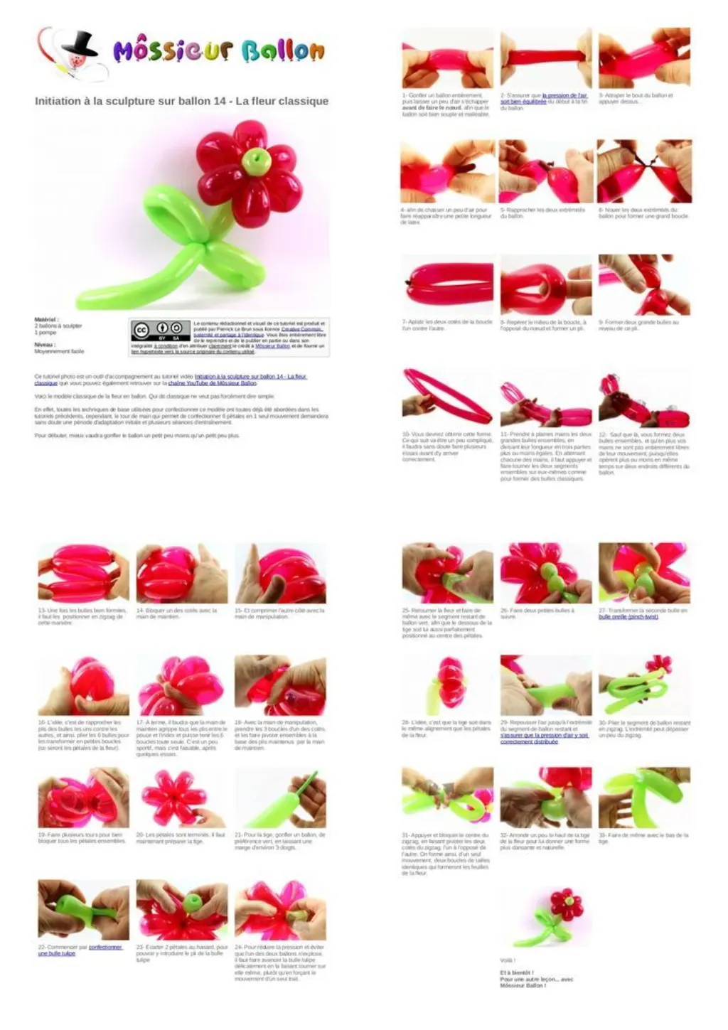 Sur Pinterest Fiche technique : Initiation à la sculpture sur ballon 14 – La fleur