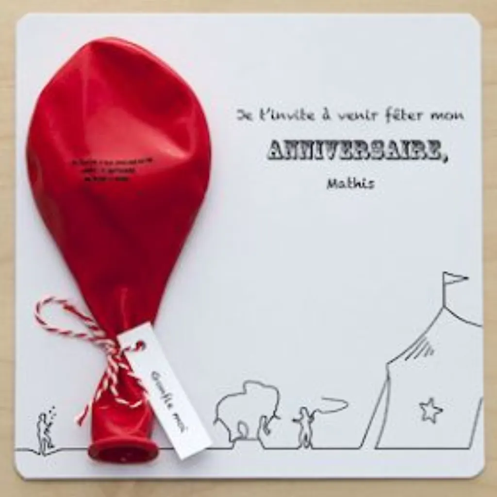 Sur Pinterest invitation sur le thème du cirque avec ballon à gonfler