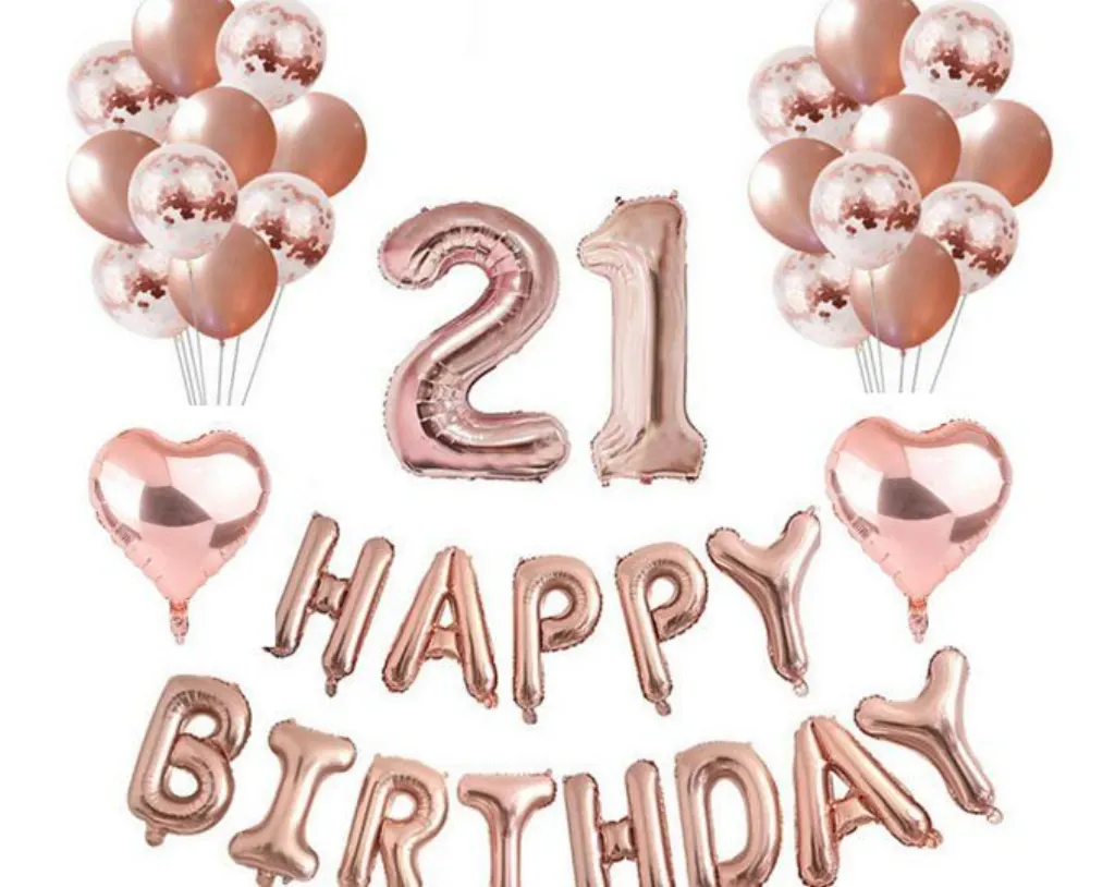 Sur Pinterest Rose Gold Happy Birthday decoration set | 21st Birthday Party Ideas