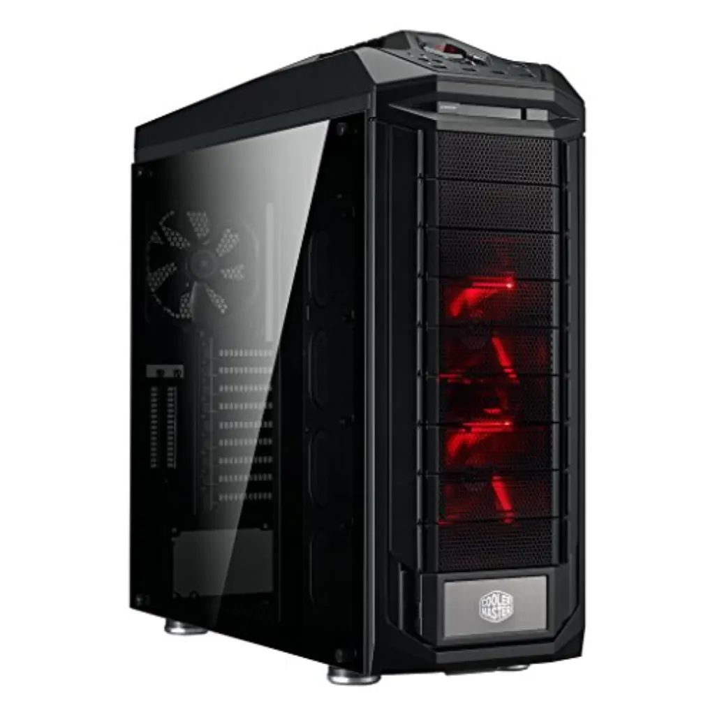 Cooler Master Boîtier tour complet Trooper SE SGC-5000-KWN2, verre trempé, écran vertical VGA, poignée de transport, LED, USB 3.0 "width =" 375 "height =" 375