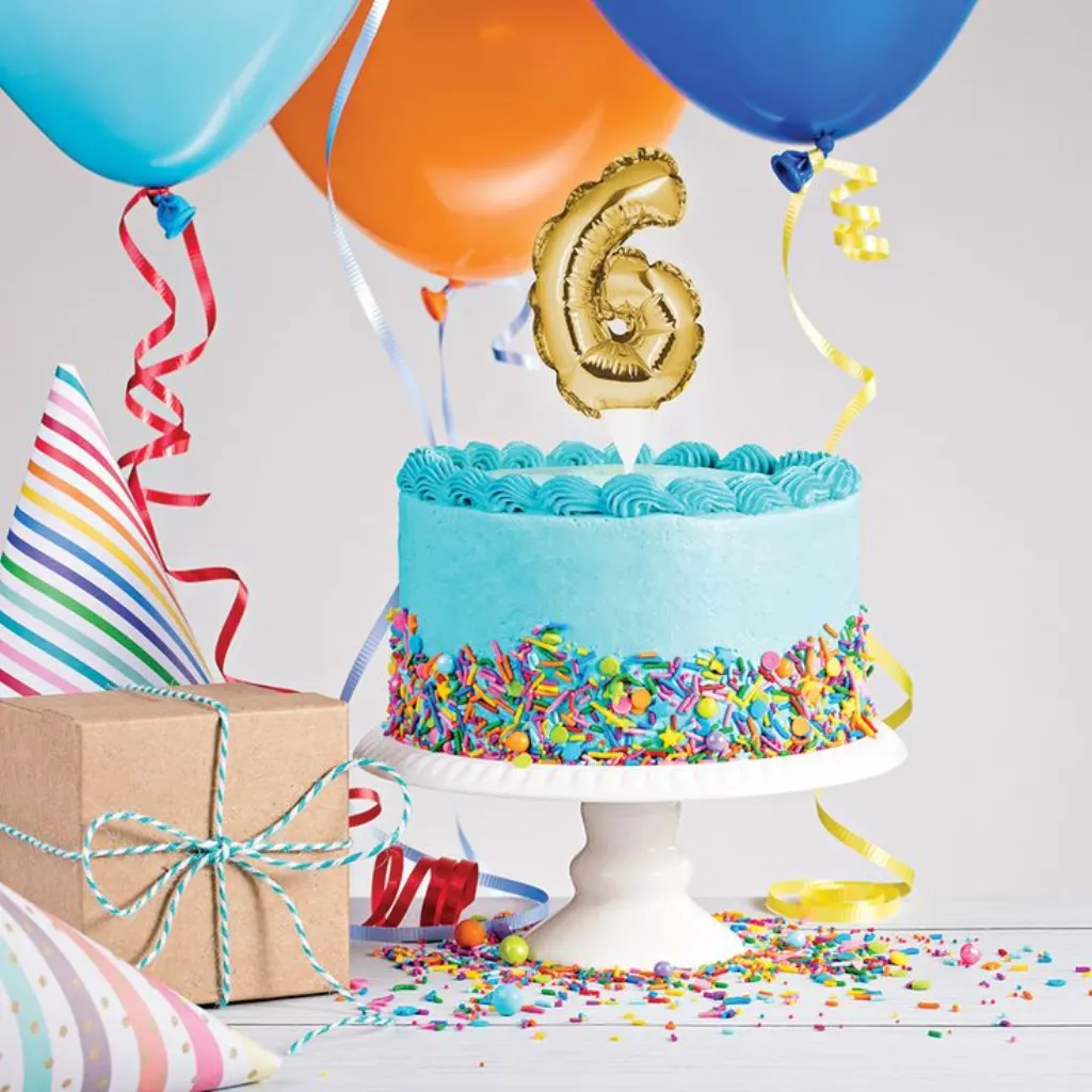 Sur Pinterest Club Pack of 12 Gold Colored Numerical « 6 » Shape Balloon Cake Topper