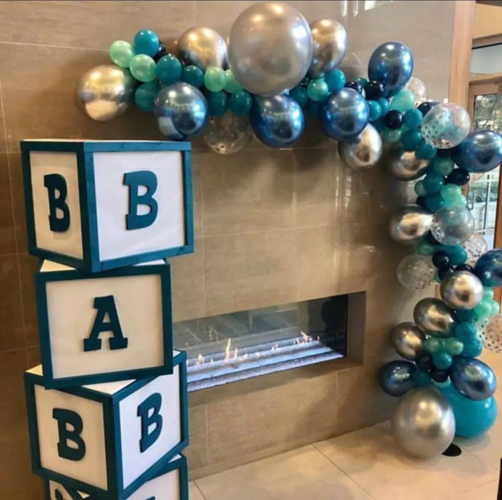 Sur Pinterest Balloon Garland DIY Kit Blue Silver Chrome Confetti Balloons~Boy First
