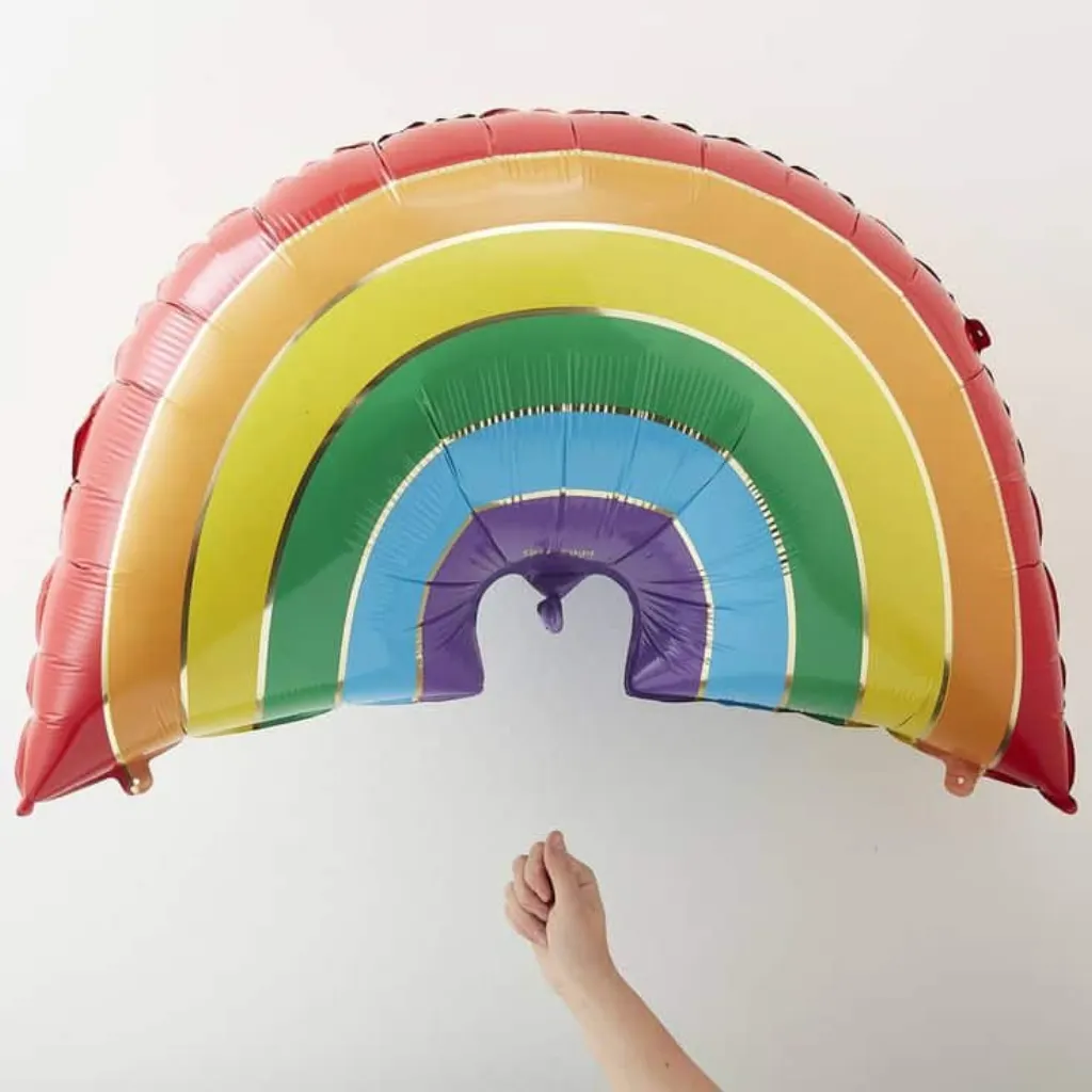 Sur Pinterest Large Multicoloured And Gold Rainbow Shaped Balloons