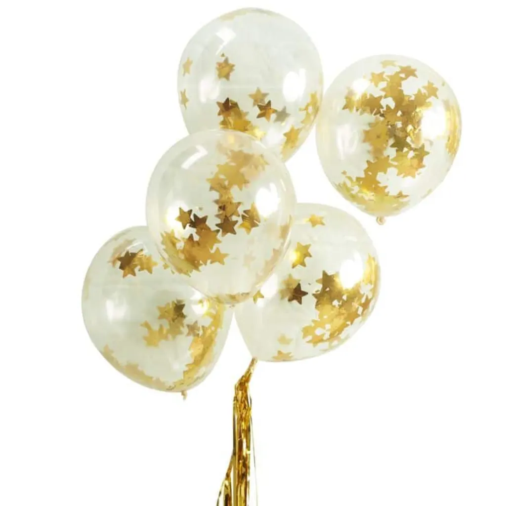 Sur Pinterest Pack Of Five Gold Star Confetti Clear Party Balloons