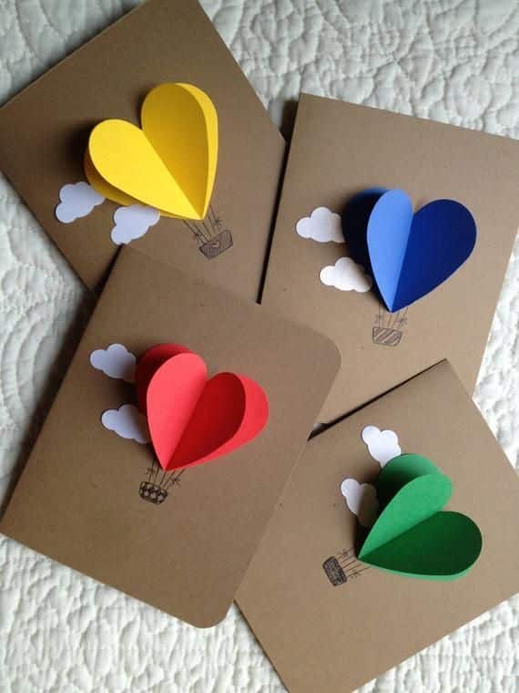 Sur Pinterest Hot Air Balloon carte di cuore-set di 4 | Accro-Jeux
