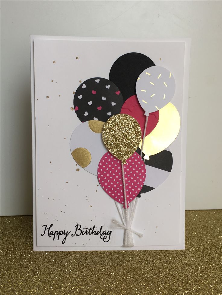 Sur Pinterest Happy Birthday Balloon Card • Whisper White base 5 3/4 x 8 1/4 • | Accro-Jeux