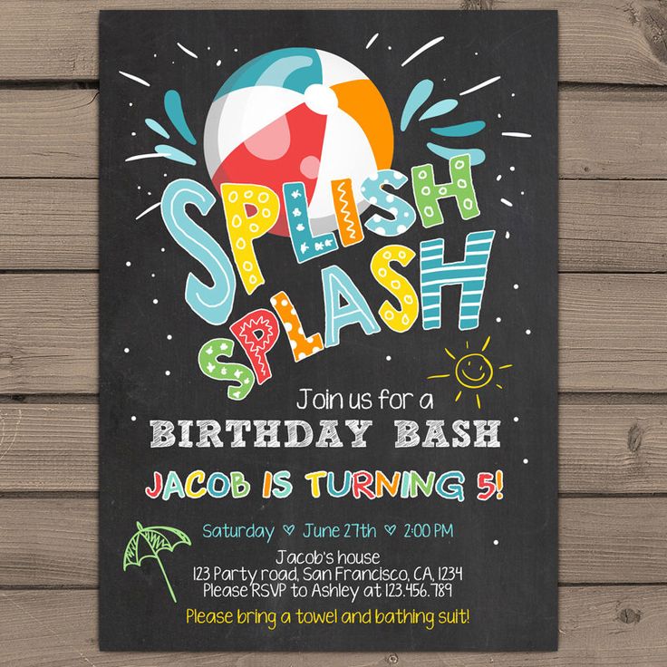 Sur Pinterest Splish Splash Birthday Invitation Pool Party Pool Birthday bash Beach | Accro-Jeux